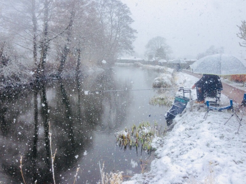 Winter canal fishing match Tiverton Devon